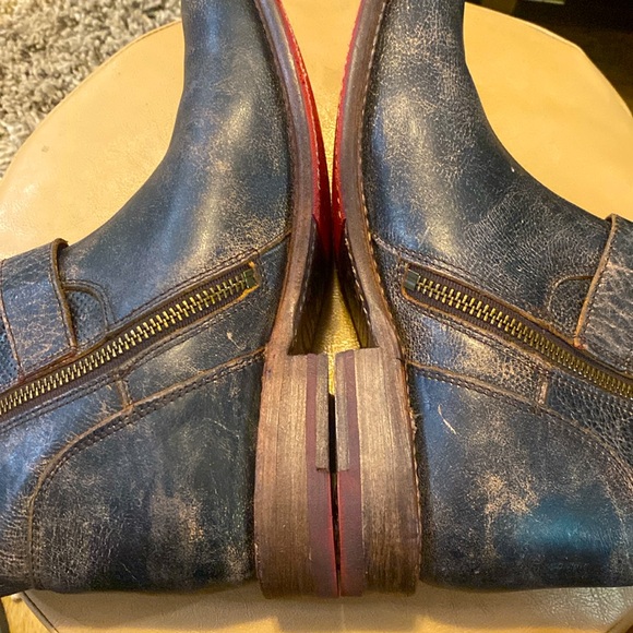 Bed Stu Becca black and brown distressed buckled ankle boots - Picture 5 of 12